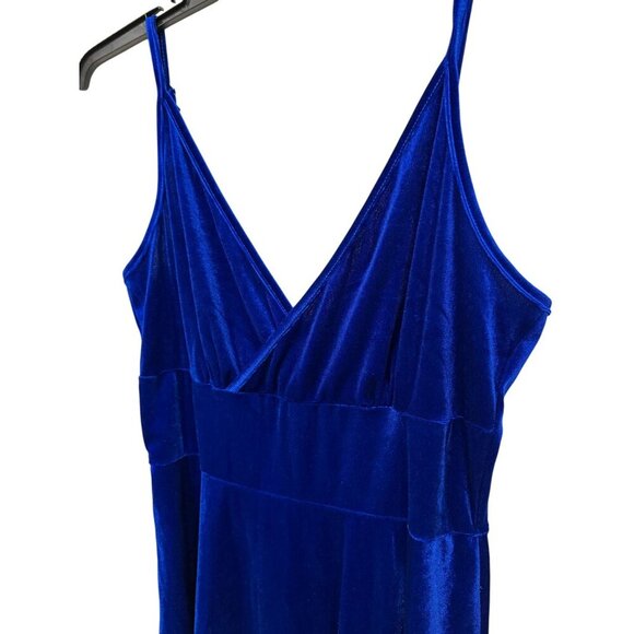 Blue Velvet Babydoll style Spaghetti Strap Mini Dress Adjustable Straps Y2K - Picture 2 of 9